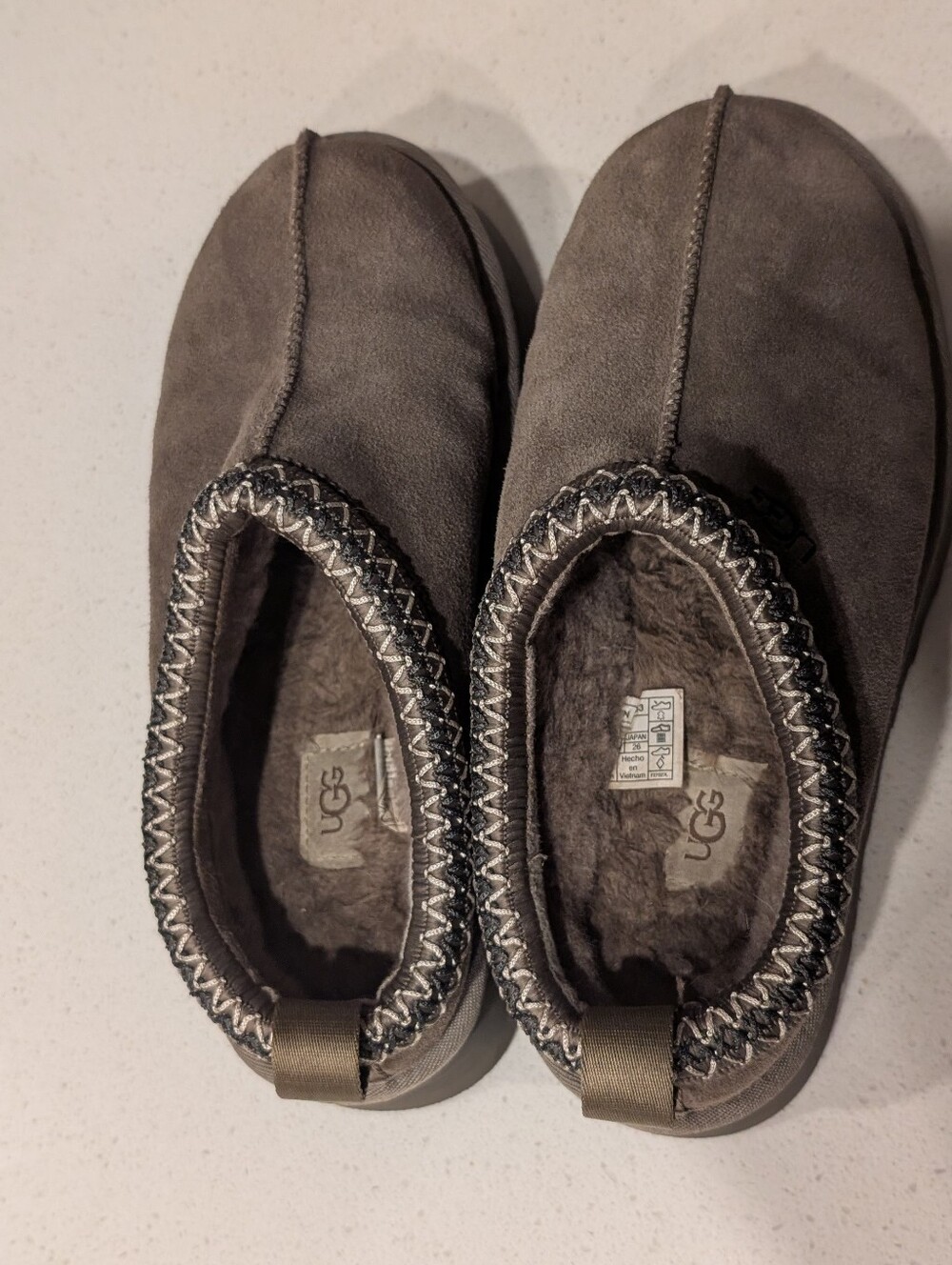 UGG Gray Suede Shearling Lined Slip-On Slippers